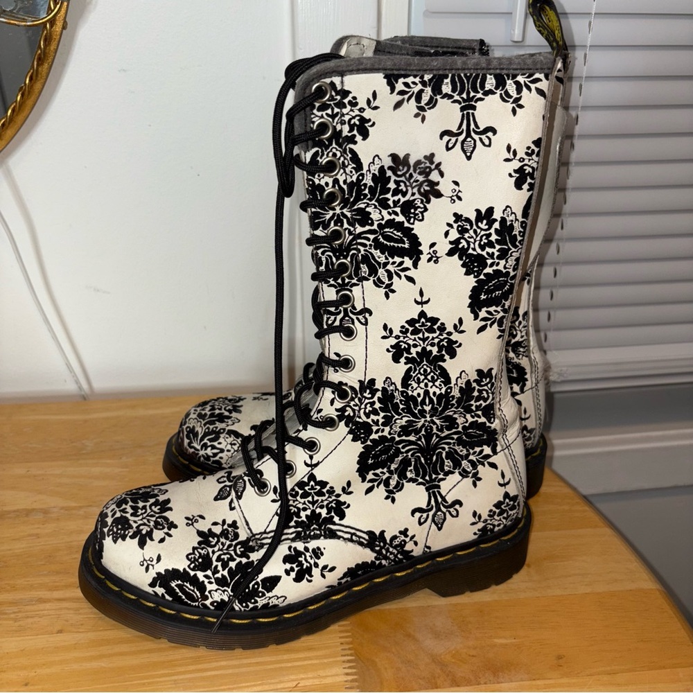 Dr. Martens Black and White Lace Up Boots